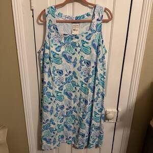 Fresh Produce Blue Seabreeze Square Neck Dress Plus Size 2X